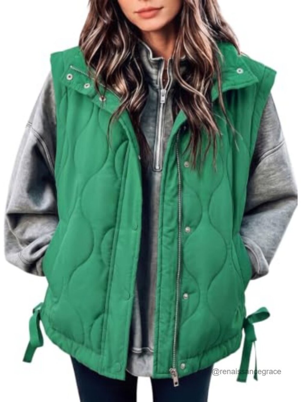 Womens Lightweight Quilted Puffer Vest Sleeveless Zip Drawstring